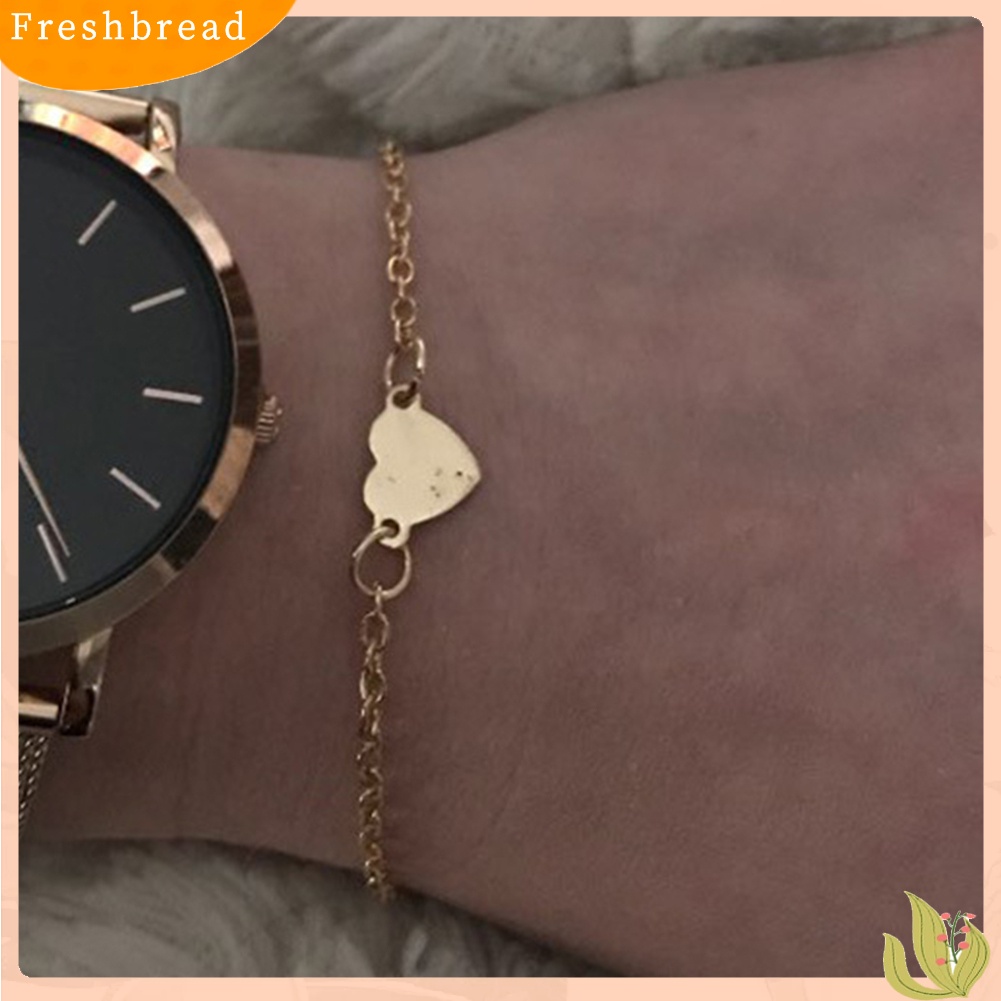 &lt; Freshbread &gt; Wanita Minimalis Cinta Hati Pesona Gelang Bangle Perhiasan Hadiah Hari Valentine