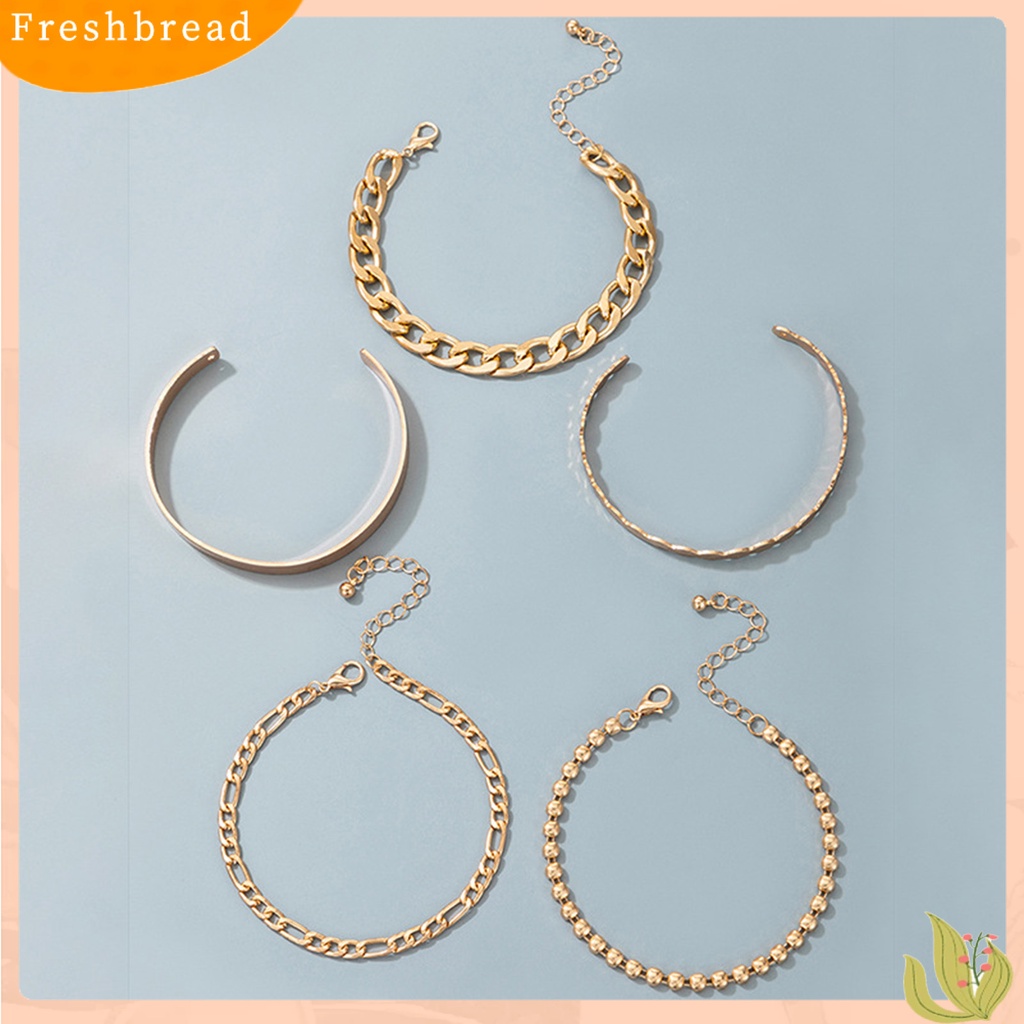 &lt; Freshbread &gt; 5Pcs Wanita Gelang Geometris Indah Bohemian Semua Pertandingan Link Rantai Bracelets Untuk Pantai