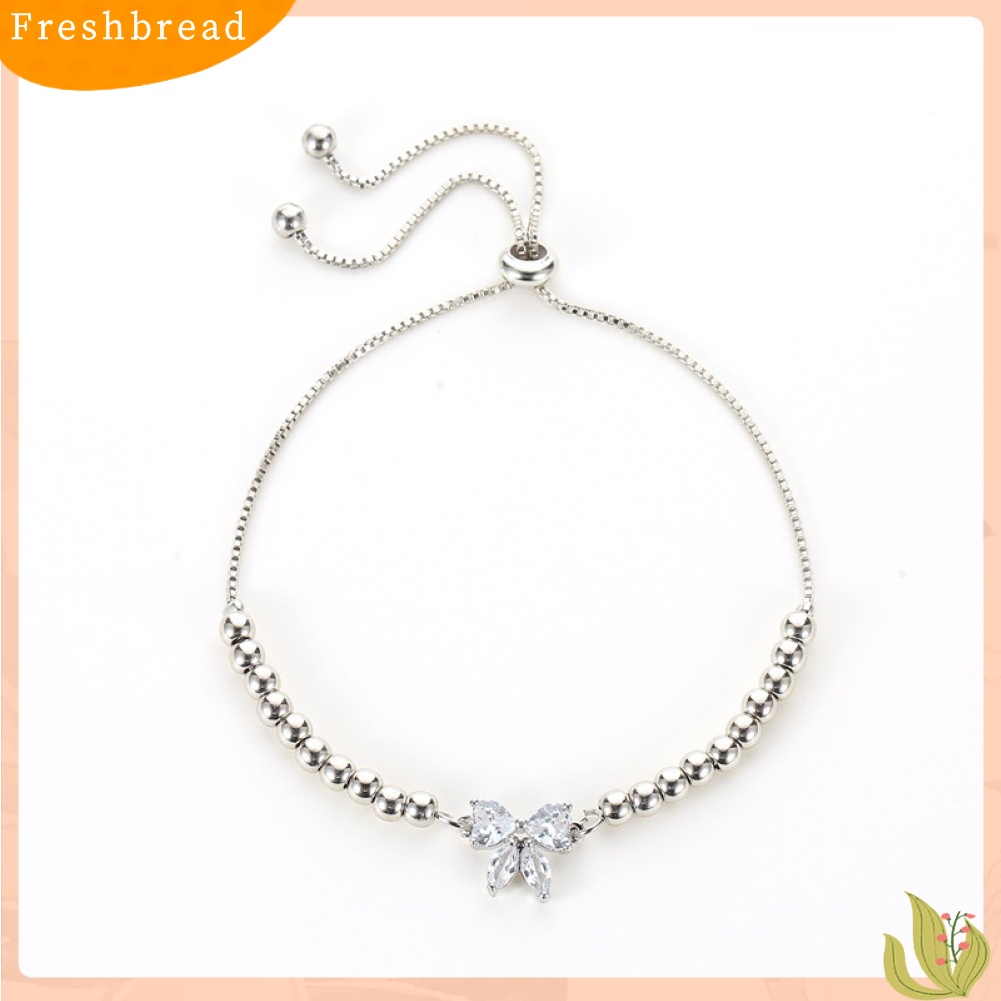 &lt; Freshbread &gt; Wanita Fashion Adjustable Cubic Zirconia Bow-Knot Design Gelang Perhiasan Hadiah