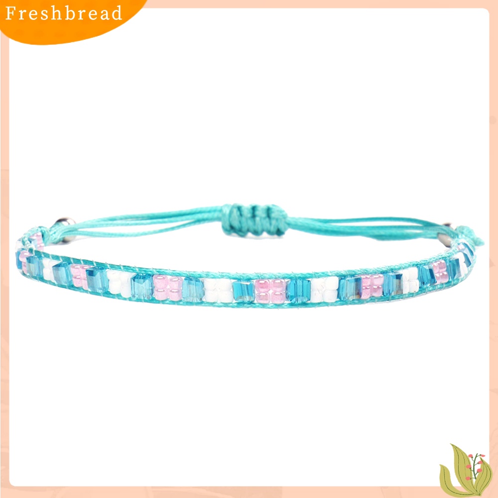 &lt; Freshbread &gt; Musim Panas Pantai Bohemian Manik-Manik Lilin Tali Handmade Anyaman Gelang Wanita Perhiasan