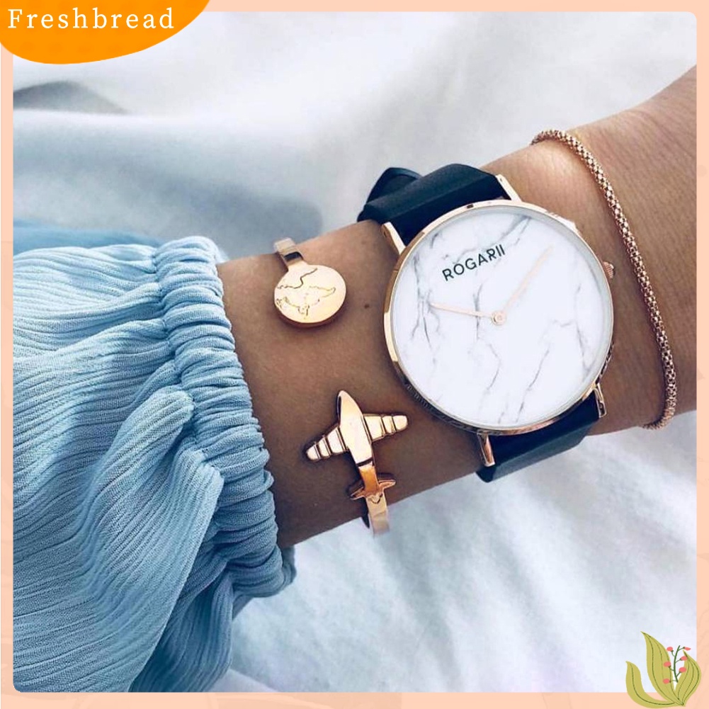 &lt; Freshbread &gt; 2Pcs/Set Wanita Map Plane Open Bangle Gelang Rantai Pergelangan Tangan Hias Perhiasan