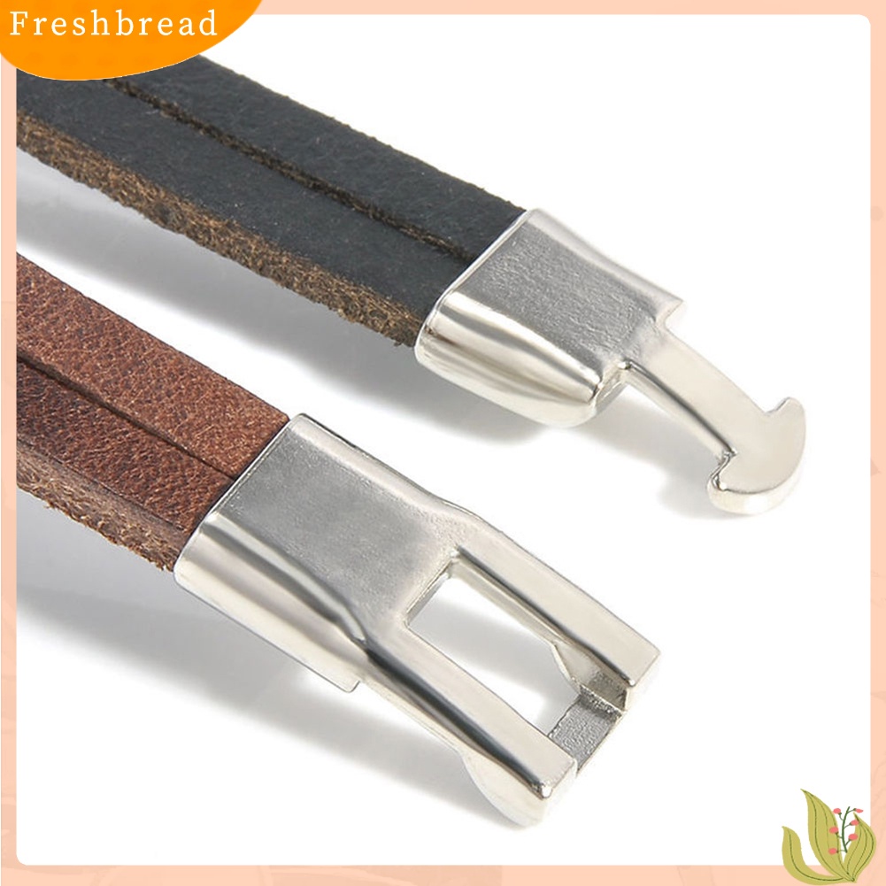 &lt; Freshbread &gt; Pria Vintage Lebar Faux Kulit Gelang Alloy Gesper Gelang Cuff Perhiasan Hadiah