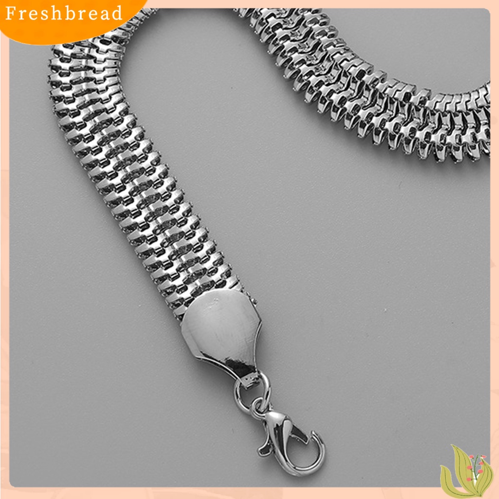 &lt; Freshbread &gt; Gelang Rantai Pria Double Layer Flat Snake Chain Jewelry Hip Hop Geometris Bangle Fashion Jewelry