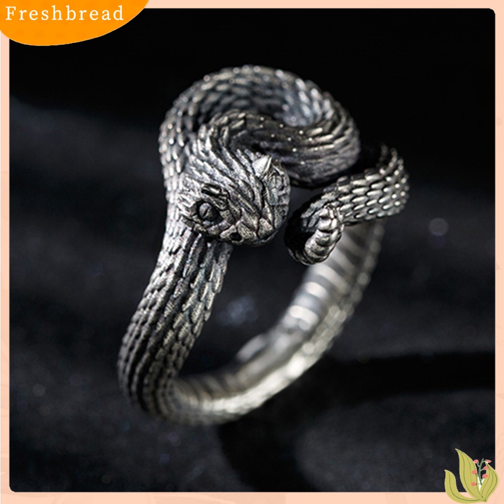 &lt; Freshbread &gt; Cincin Bungkus Pembukaan Adjustable Punk Hip Hop Alloy Bentuk Ular Untuk Pesta Cocktail