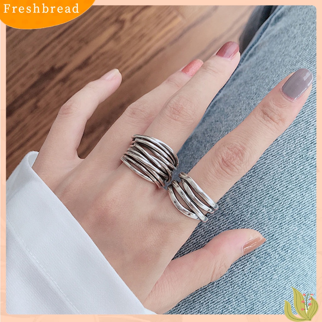 < Freshbread > Warna Perak Kerajinan Halus Wanita Cincin Alloy Vintage Berlapis Pembukaan Jari Cincin Perhiasan Alat Ekstra