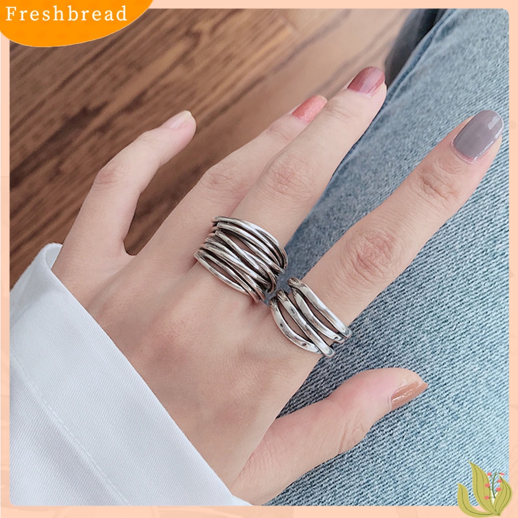 &lt; Freshbread &gt; Warna Perak Kerajinan Halus Wanita Cincin Alloy Vintage Berlapis Pembukaan Jari Cincin Perhiasan Alat Ekstra