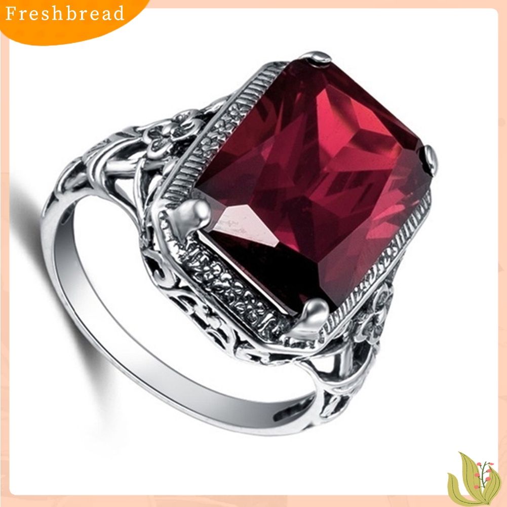 &lt; Freshbread &gt; Vintage Merah Berlian Imitasi Pernikahan Pertunangan Pengantin Jari Cincin Perhiasan Hadiah