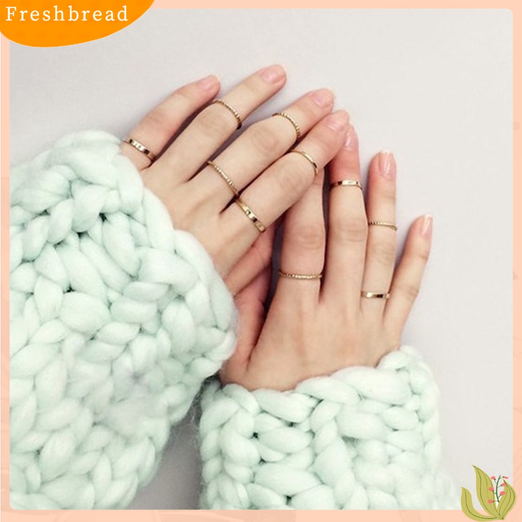 &lt; Freshbread &gt; 10Pcs Semua Pertandingan Cincin Jari Pengerjaan Halus Ringan Wanita Pria Warna Murni Fidget Ring Untuk Pergi Jalan