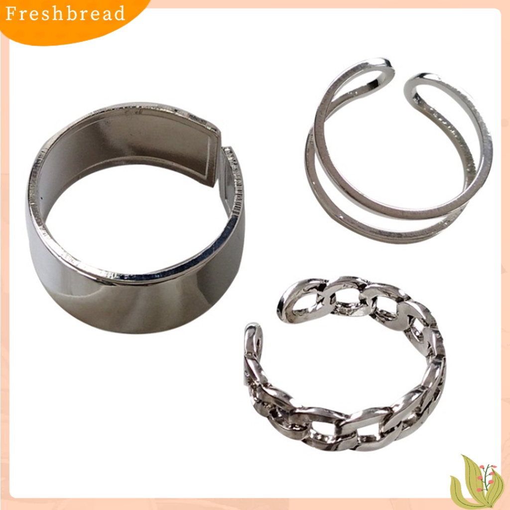 &lt; Freshbread &gt; 3Pcs Cincin Wanita Kepribadian Hip-hop Adjustable Open End Finger Joint Dekorasi