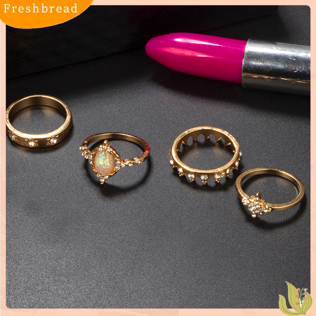 &lt; Freshbread &gt; 13Pcs/Set Cincin Fashion Berlian Imitasi Bersinar Mahkota Bulan Bintang Knuckle Ring Untuk Pesta