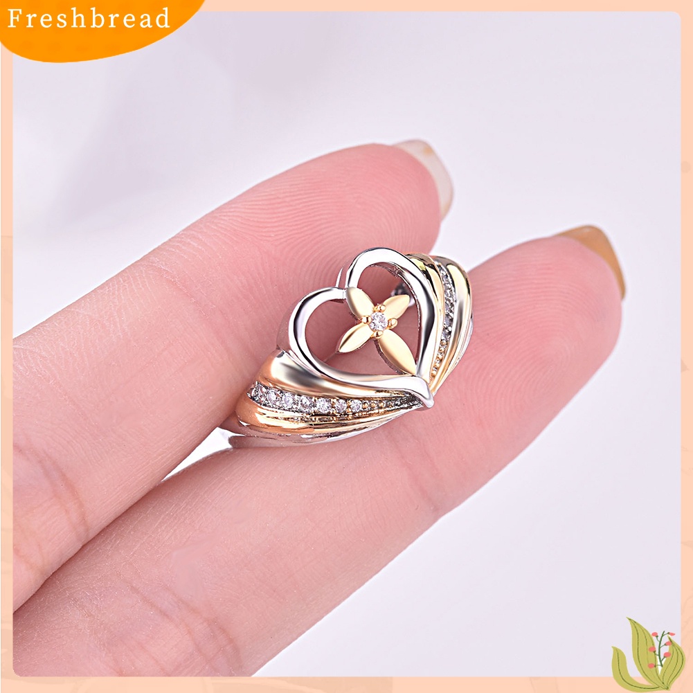 &lt; Freshbread &gt; Dengan Tuhan Semua Hal Yang Mungkin Wanita Cincin Hati Silang Berlian Imitasi Warna Ganda