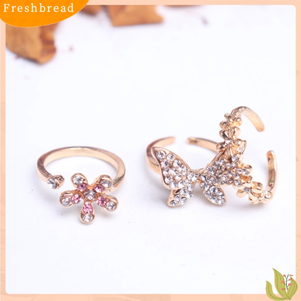 &lt; Freshbread &gt; Cincin Jari Bentuk Indah Bahan Alloy Tahan Karat Wanita Berkilau Butterfly Ring Perhiasan Pernikahan Untuk Lady