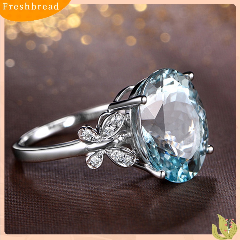 &lt; Freshbread &gt; Fashion Wanita Bentuk Kupu-Kupu Berlian Imitasi Pernikahan Pertunangan Cincin Jari Perhiasan