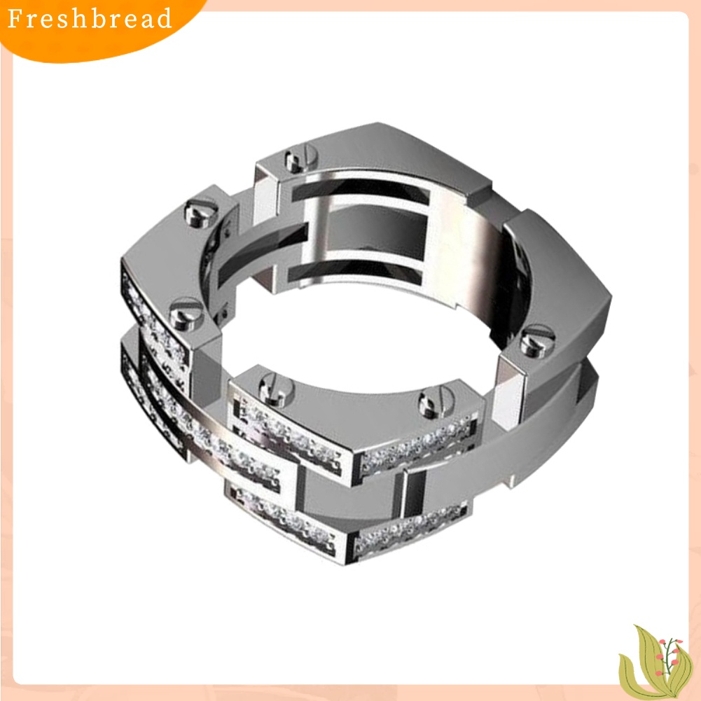 &lt; Freshbread &gt; Fashion Unisex Mekanik Sekrup Berlian Imitasi Bertatahkan Jari Cincin Perhiasan Pesta