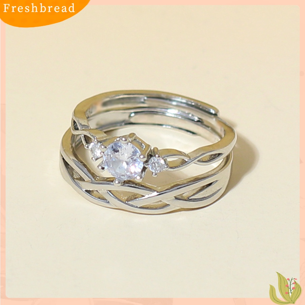 &lt; Freshbread &gt; 1pasang Pasangan Cincin Pembukaan Berongga Memutar Hadiah Hari Valentine Wanita Pria Berlian Imitasi Jari Cincin Fashion Perhiasan