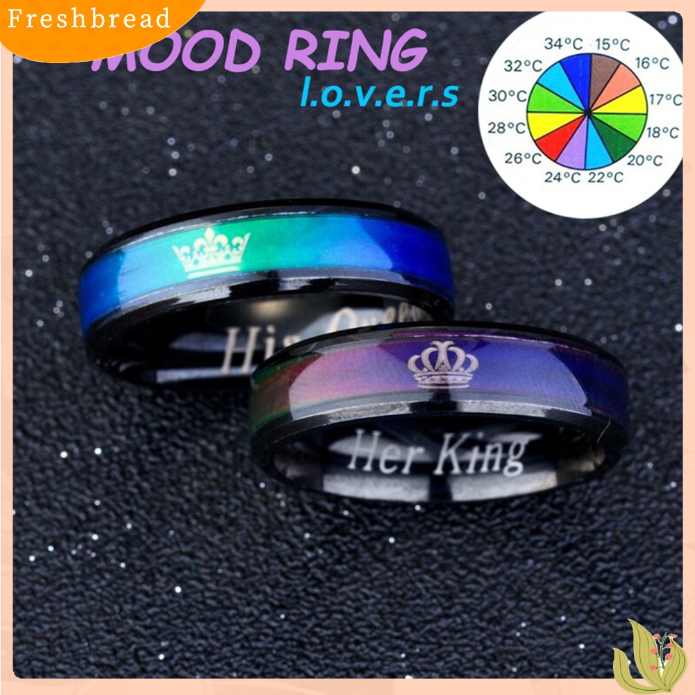 &lt; Freshbread &gt; Hadiah Pasangan Ulang Tahun Pernikahan Titanium Steel Mahkota His Queen Her King Ring