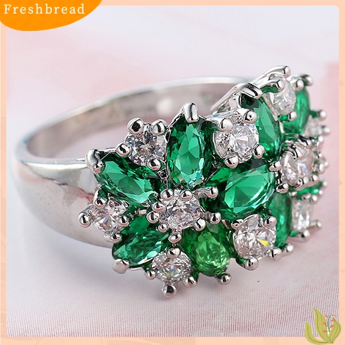 &lt; Freshbread &gt; Wanita Fashion925 Sterling Perak Berlapis Berlian Imitasi Pernikahan Knuckle Finger Ring