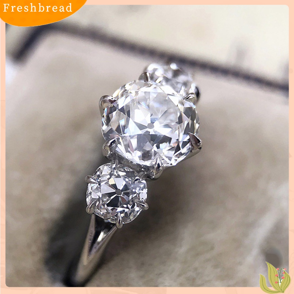 &lt; Freshbread &gt; Wanita Cincin Bentuk Persegi Dua Warna Perhiasan Geometris Cubic Zirconia Finger Ring Hadiah Ulang Tahun