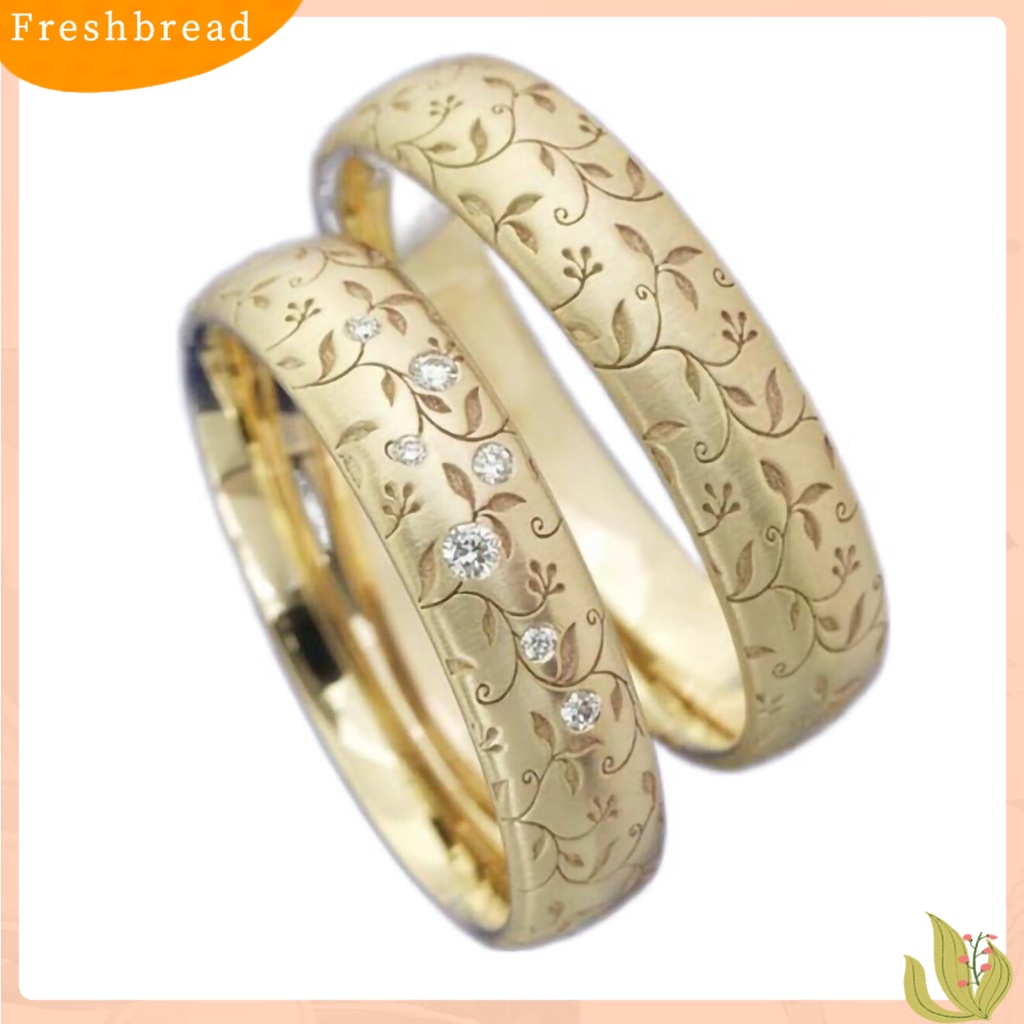 &lt; Freshbread &gt; Cincin Jari Bunga Ukir Elegan Pengerjaan Indah Pasangan Cincin Band Ukiran Untuk Hadiah