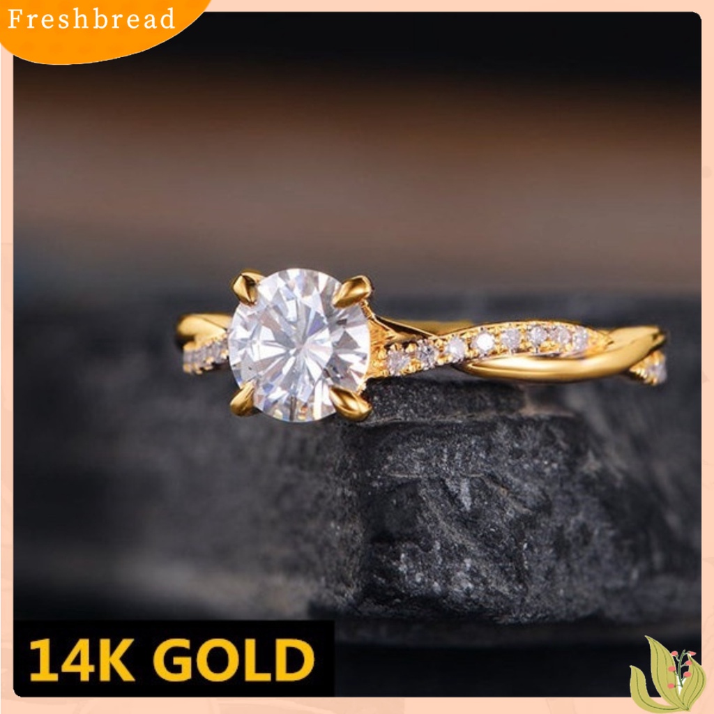 &lt; Freshbread &gt; Wanita Elegan Penuh Berlian Imitasi Bertatahkan Cubic Zirconia Jari Cincin Perhiasan Pernikahan