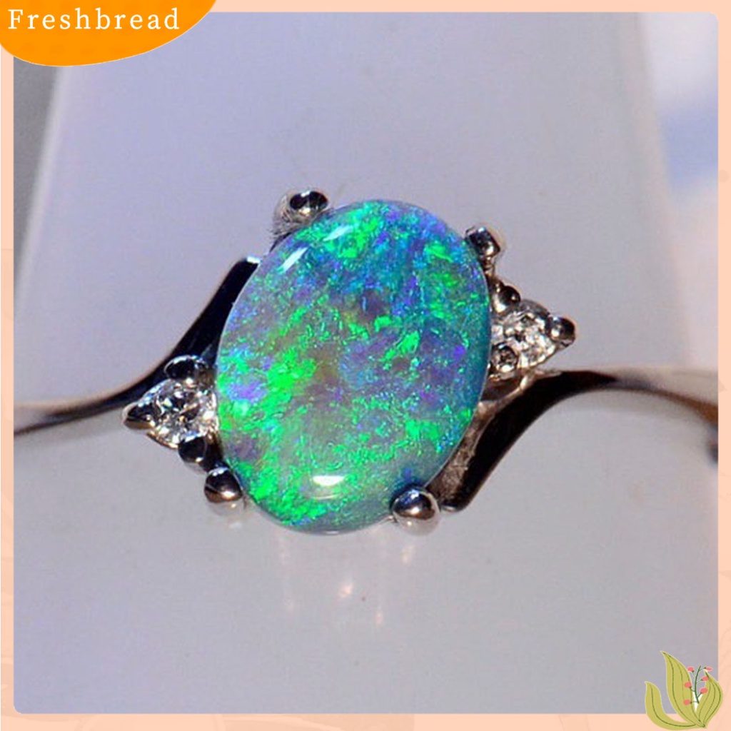 &lt; Freshbread &gt; Hias Berlian Imitasi Elegan Lady Cincin Oval Potong Warna-Warni Faux Permata Jari Cincin Perhiasan Aksesori