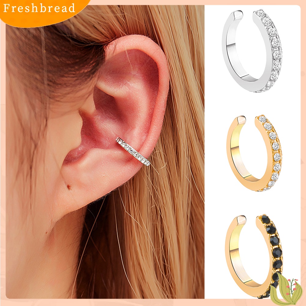 &lt; Freshbread &gt; 1Pc Wanita Berlian Imitasi Hias U Bentuk Telinga Klip Anting Non Piercing Perhiasan Hadiah