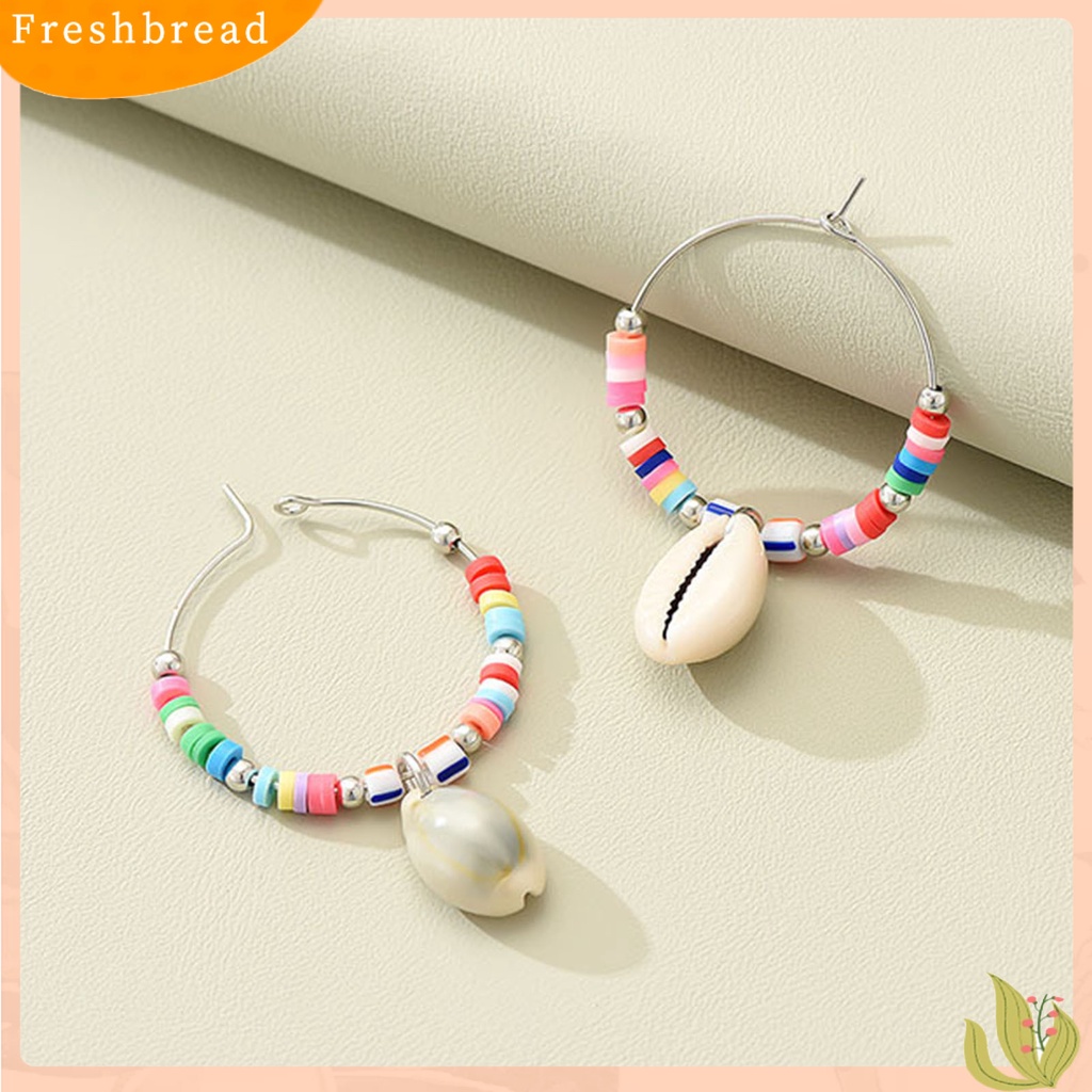 &lt; Freshbread &gt; 1pasang Drop Anting Warna-Warni Manis Manik-Manik Gaya Boho All-match Hias Hadiah Wanita Kerang Liontin Menjuntai Anting Perhiasan Untuk Pacaran