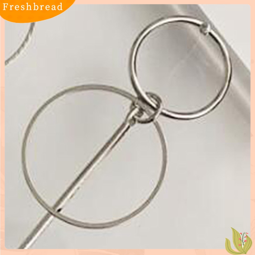 &lt; Freshbread &gt; Wanita Anting Alloy Geometris Lingkaran Ganda Rumbai Panjang Menjuntai Ear Studs Earrings Perhiasan Untuk Pesta