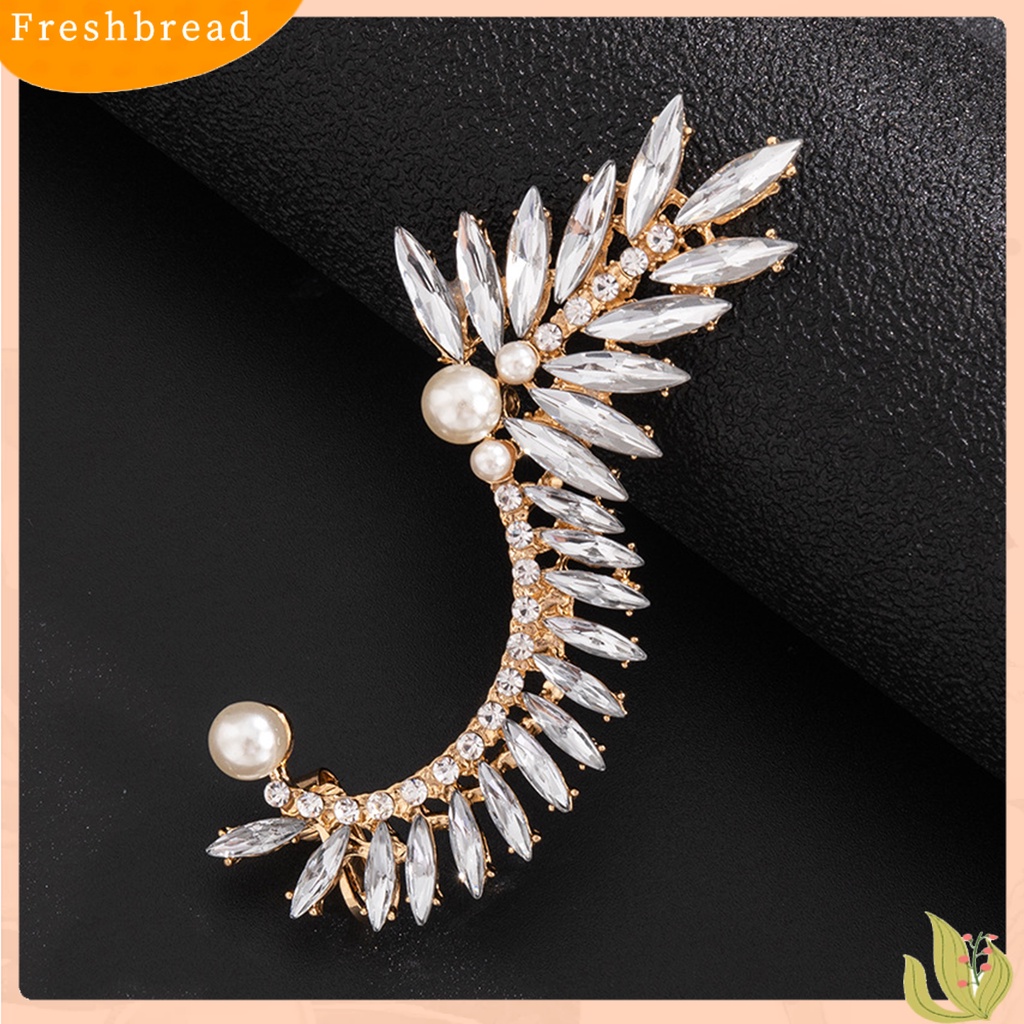 &lt; Freshbread &gt; 1Pc Klip Telinga Berlebihan Geometris Mengkilap Tinggi Berlian Imitasi Electroplating Ear Ornament Tanpa Tindik Fashion Kristal Imitasi Mutiara Auger Telinga Manset Perhiasan Aksesoris