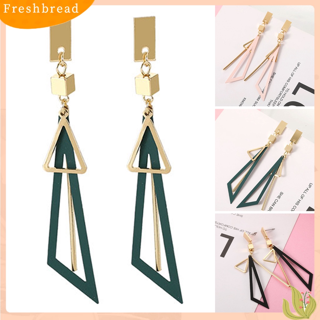 &lt; Freshbread &gt; 1pasang Anting Menjuntai Bentuk Geometris Segitiga Berongga Keluar Anting Drop Warna-Warni Untuk Pernikahan