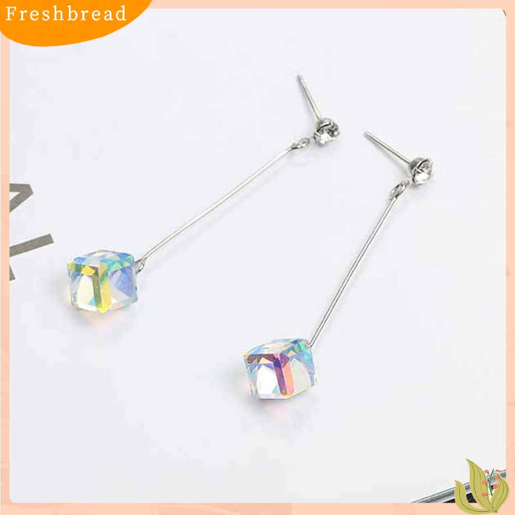 < Freshbread > Wanita Transparan Kubikal Berlian Imitasi Bar Menjuntai Ear Stud Earrings Perhiasan Hadiah