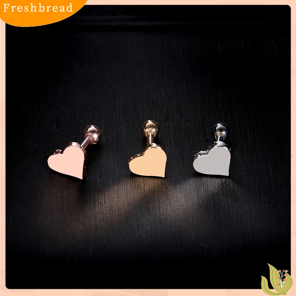 < Freshbread > 1Pc Anting Bentuk Hati Hias Alloy Gadis Geometris Stud Earring Untuk Festival