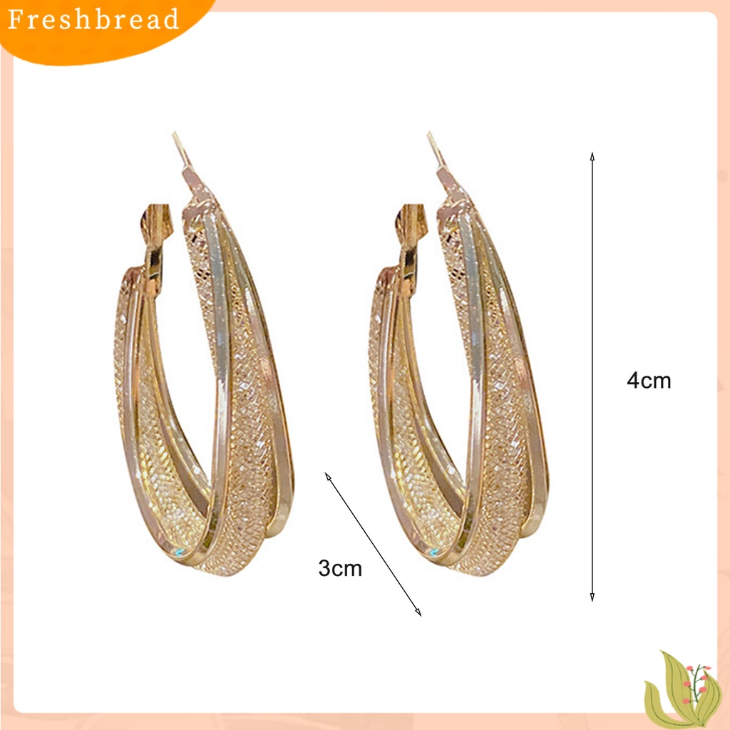 &lt; Freshbread &gt; 1pasang Anting Hoop High-end Shiny Warna Kontras Bulat Lingkaran Menjuntai Anting Perhiasan Harian