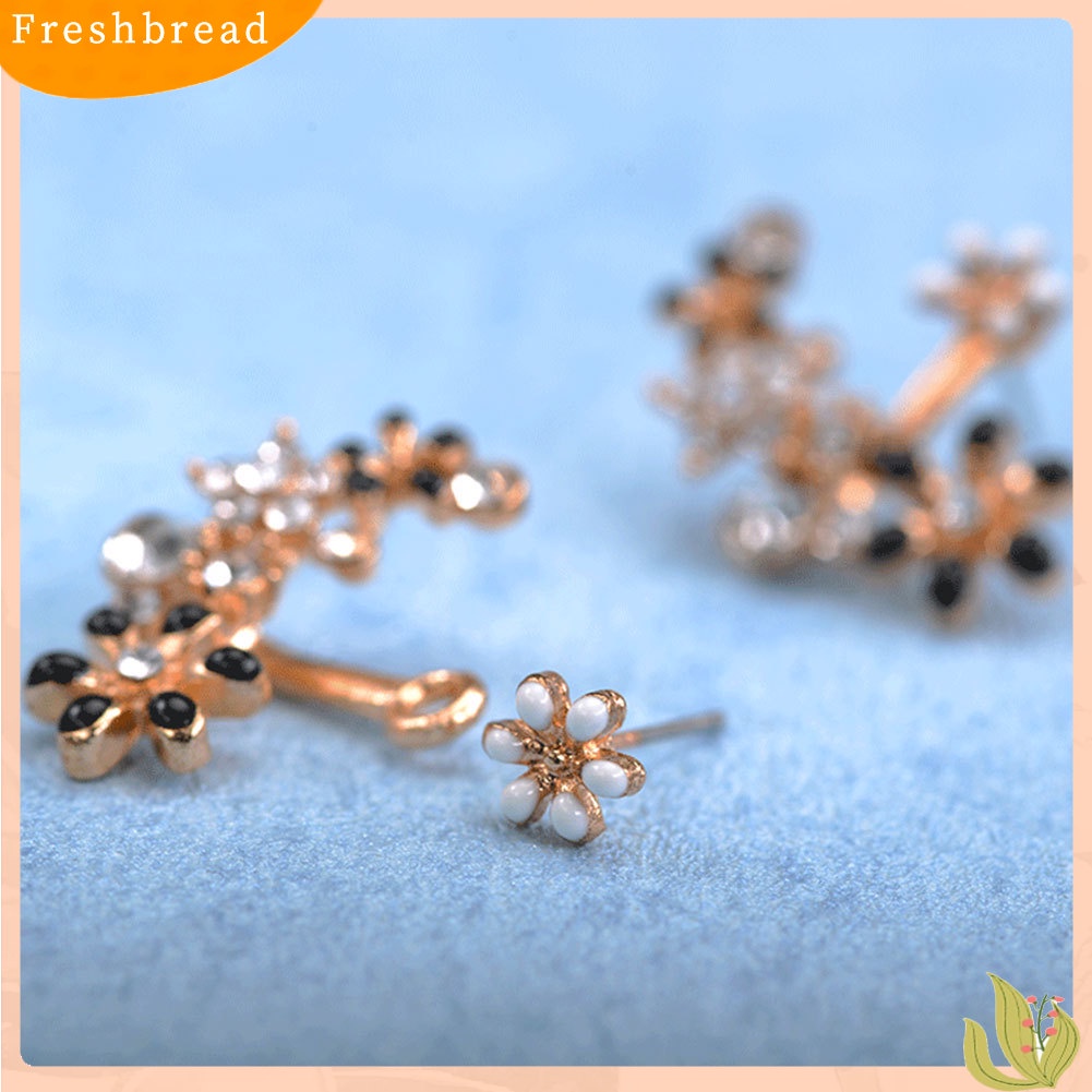 &lt; Freshbread &gt; Multicolor Elegan Wanita Berlian Imitasi Hias Bunga Anting Pesta Perjamuan Perhiasan