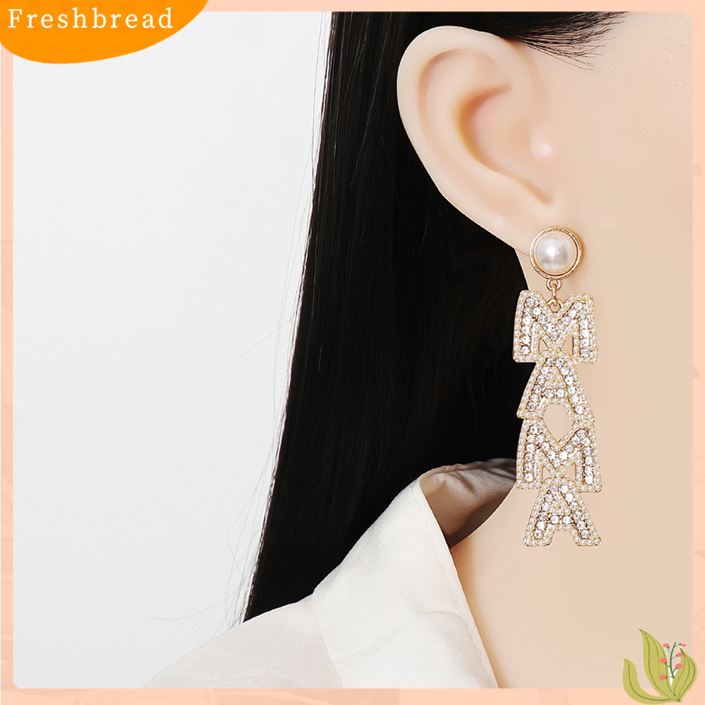 &lt; Freshbread &gt; 1pasang Anting Menjuntai Huruf Berlian Imitasi Berlebihan Anting Drop Panjang Elegan Untuk Pernikahan