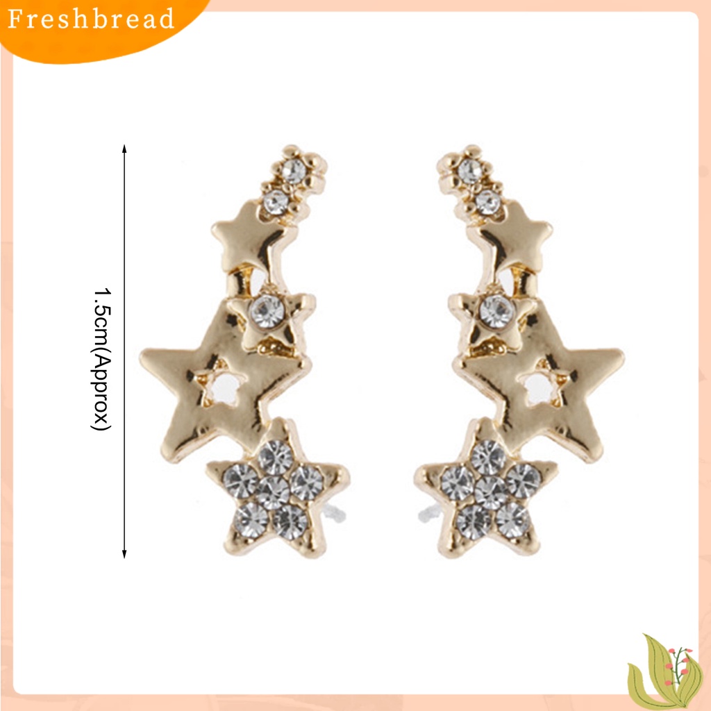 &lt; Freshbread &gt; 1pasang Anting Pejantan Indah Berlian Imitasi Harian Dress Up Ringan Bintang Telinga Studs Wanita Klip Telinga Perhiasan Fashion