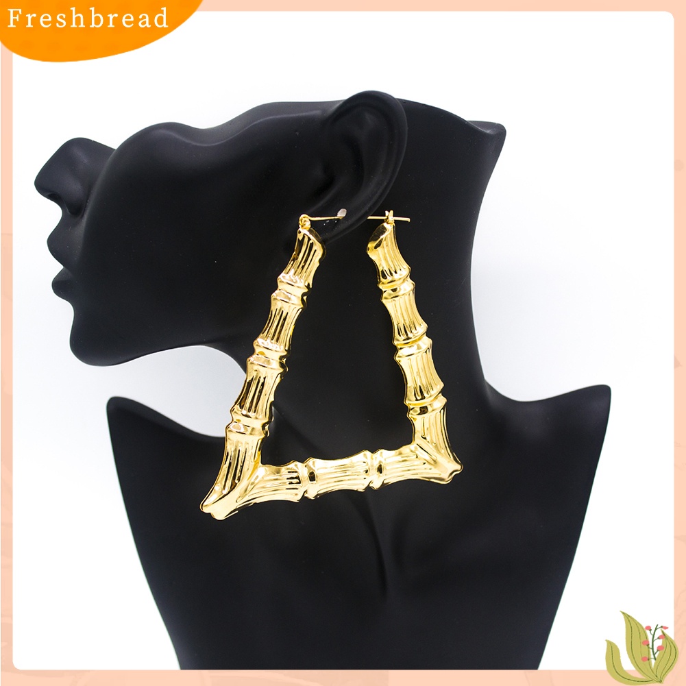 &lt; Freshbread &gt; Fashion Wanita Bambu Bersama Segitiga Jantung Anting Pesta Pernyataan Perhiasan Hadiah