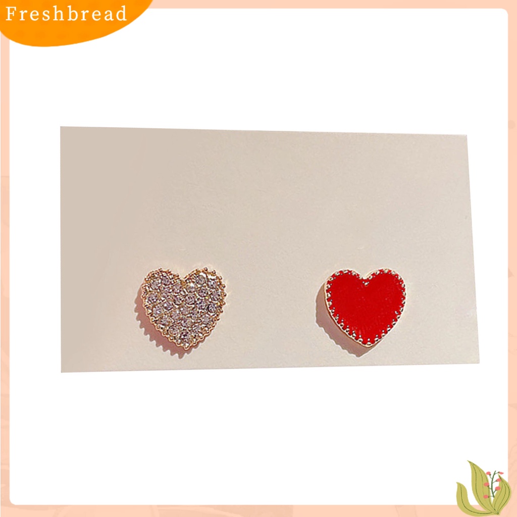 &lt; Freshbread &gt; 1pasang Wanita Ear Studs Bunga Berlian Imitasi Perhiasan Bersinar Hati Studs Earrings Untuk Pakaian Sehari-Hari