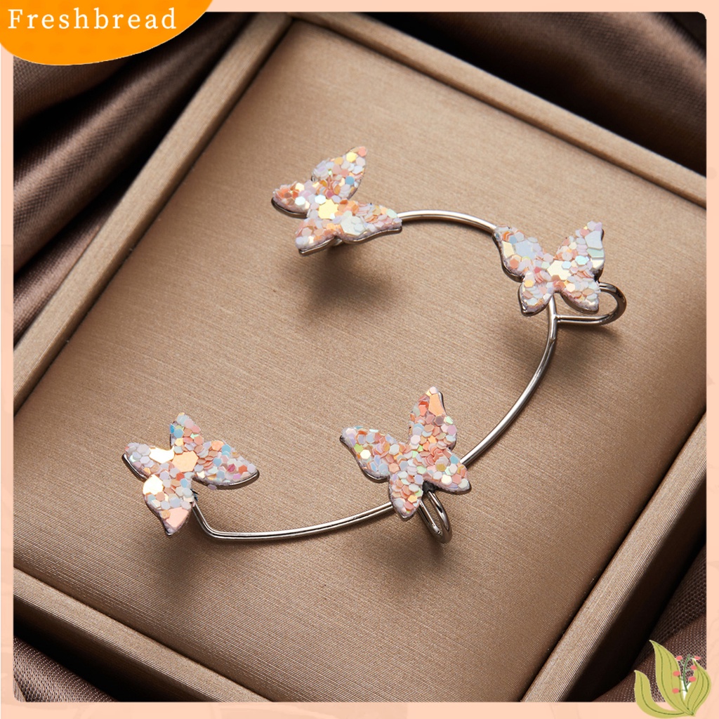 &lt; Freshbread &gt; 1Pc Tanpa Tindik Romantis Telinga Manset Hadiah Payet Kupu-Kupu Wanita Bungkus Anting Perhiasan Pesta