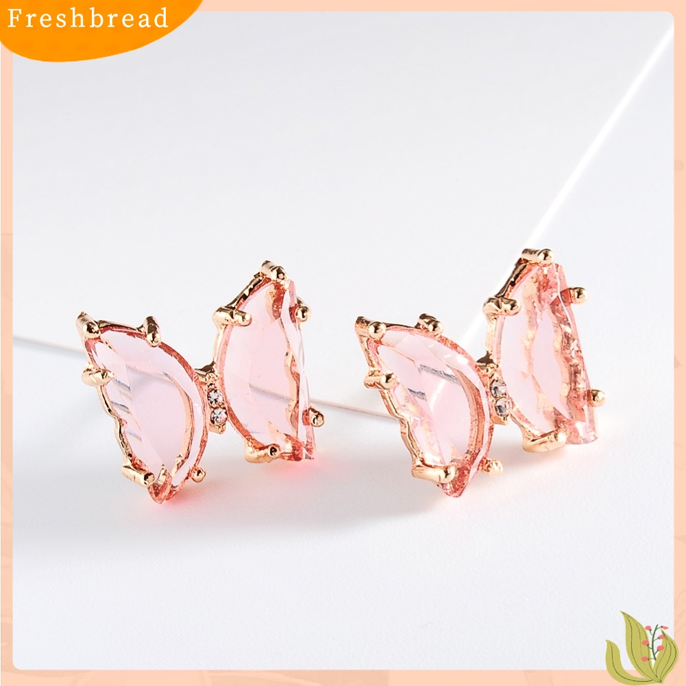 &lt; Freshbread &gt; Transparan Kupu-Kupu Telinga Pejantan Sederhana Kristal Imitasi Anting Wanita Eardrop Perhiasan