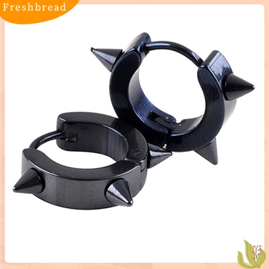 &lt; Freshbread &gt; Unisex Baja Titanium Punk Rivet Ear Studs Spike Hoop Huggie Piercing Earrings