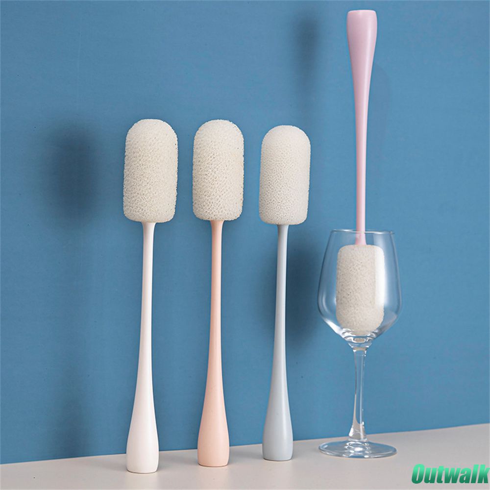 ღ Gagang Panjang Cangkir Sikat Pembersih Botol Susu Wineglass Cangkir Sikat Spons Mug Membersihkan Dekontaminasi Artefak Dapur Air Pembersih Botol aksesoris