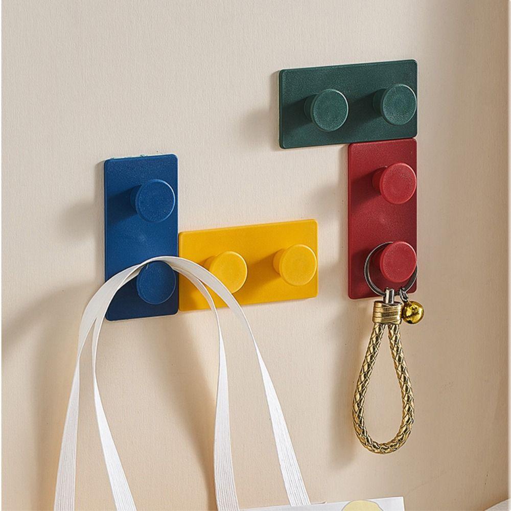 [Elegan] Hook Gaya Modern Simple Kuat Adhesi Gantungan Baju Pintu Belakang Dekoratif Blok Bangunan Coat Hook