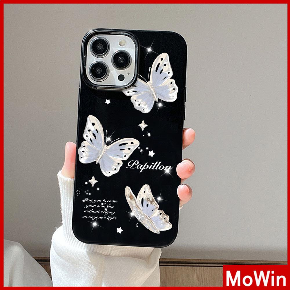 For iPhone 14 Pro Max iPhone Case Black Glossy TPU Soft Case Shockproof Protection Camera Cute Shiny Butterfly Compatible with iPhone 13 Pro max 12 Pro Max 11 xr xs max 7Plus 8Plus