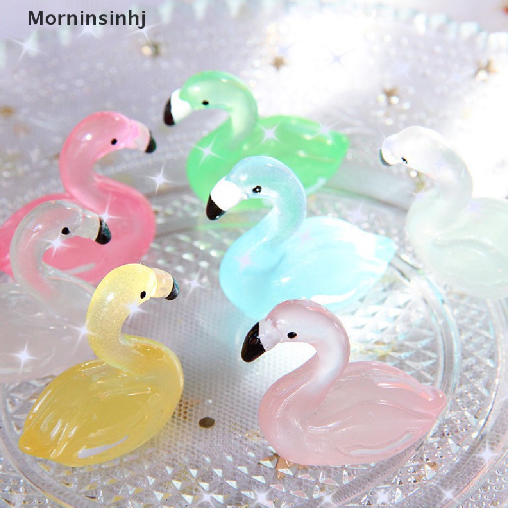 Mornin 6pak Menyala Flamingo Miniatur Patung Dekorasi Rumah DIY Scrapbooking Craft Resin Aksesoris id