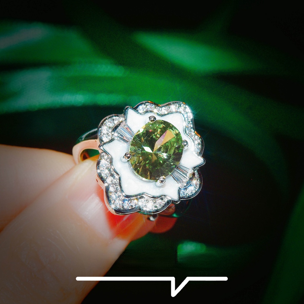 Goldkingdom Aksesoris Perhiasan Fashion Ready Stock Cincin Olivine Shell Alami Perhiasan Warna Warni