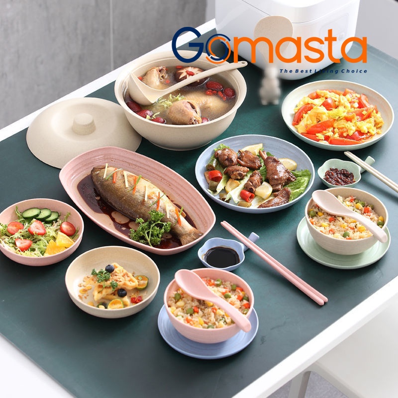 Murah Lebay  GO-P01 Dinner Plate Piring Bulat 20x3.2cm Piring Makan Piring Bulat Wheat Straw Warna Warni