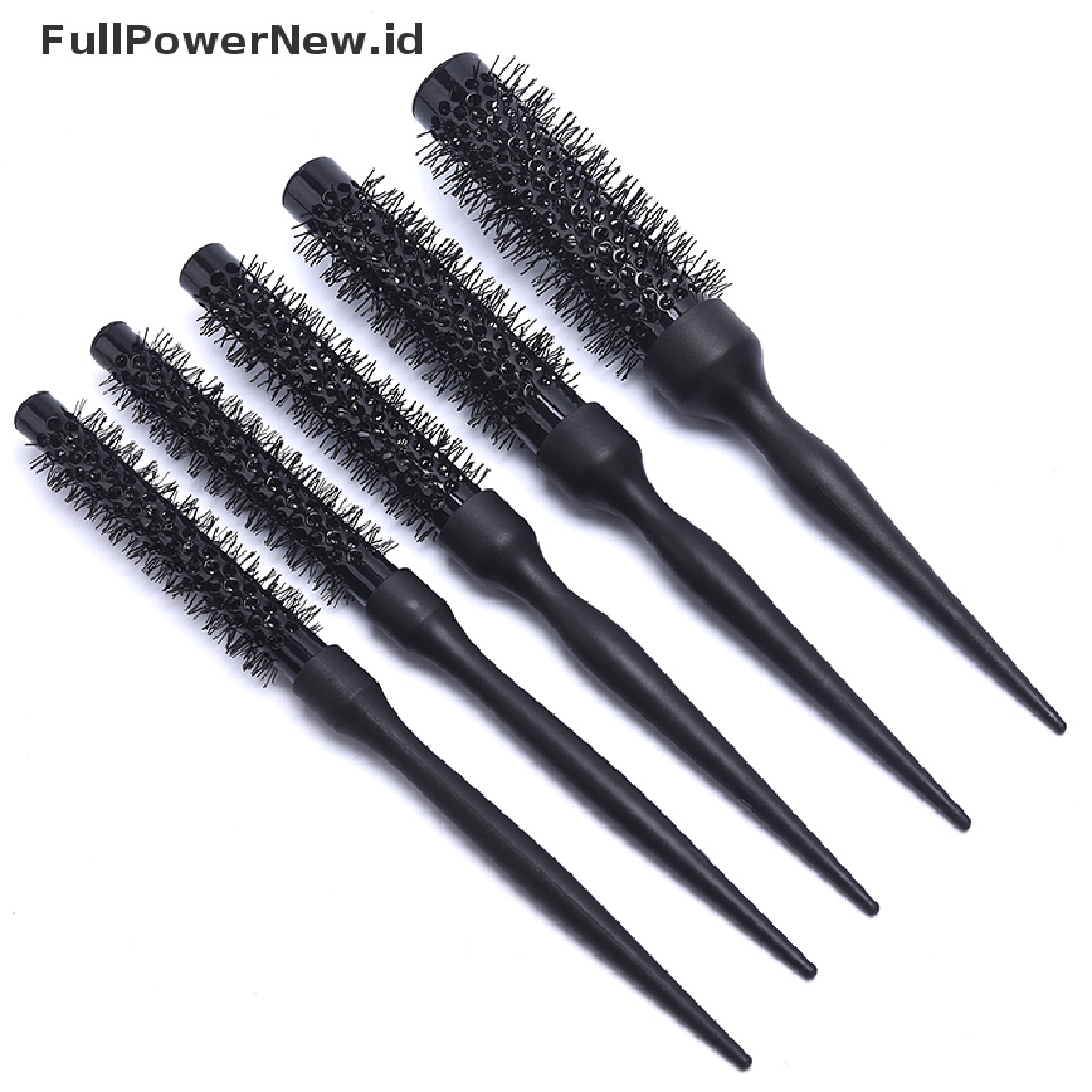 Power Sikat Rambut Roll Bulat Keriting Hitam Nylon Sisir Profesional Salon Barber Hairbrush ID