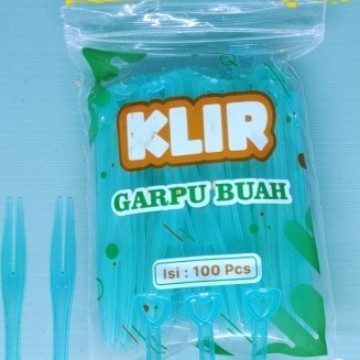 Garpu Buah Cake Kue Puding / Garpu KLIR Tebal - Warna Warni 100 PCS - BIRU TOSCA, GARPU KUE KLIR