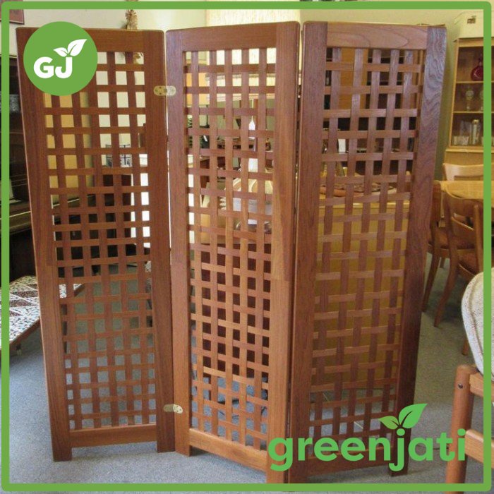 Pembatas Ruangan Lipat Minimalis Kayu Jati Solid